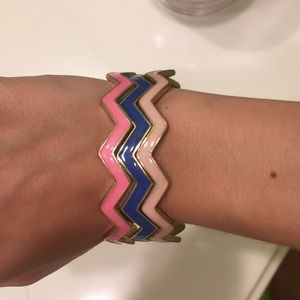 Pink and Blue stackable chevron bracelets.